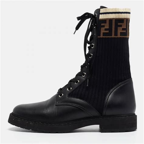 fendi 2017 rockoko over the knee boots used|rockoko knit leather combat boots.